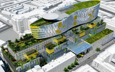 A computer-generated image of the the proposed children's hospital at the Mater hospital site